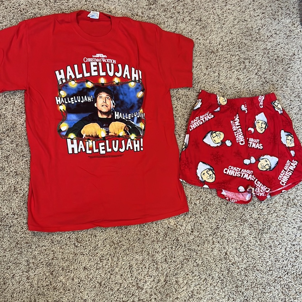 BNWOT/Lightly used Christmas Vacation tee & boxer/lounge short bundle!
